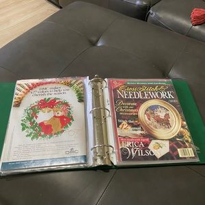 Cross Stitch & Needlework VINTAGE Crafts Magazines HUGE LOT &  FREE BINDER